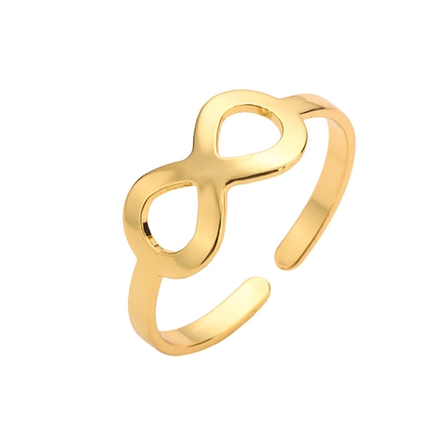 Anillo Ajustable Oro Geométrico Infinito Corazón Cobre Banda Abierta Joyería Moda Accesorio Mujer