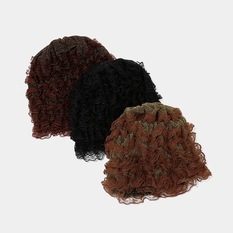 Gorro Beanie De Encaje Con Capas Para Mujer Transpirable Turbante De Malla Gorra Elástica Cubierta Para El Cabello Elegante