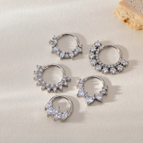 Nasenring Piercing Edelstahl Weißer Zirkon Nahtlos Piercing Schmuck Einfach Mode Minimalistisch Für Damen Herren