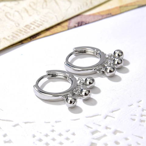 Orecchini A Cerchio Geometrici In Rame Con Pendenti A Sfera In Metallo Stile Boho Per Donne