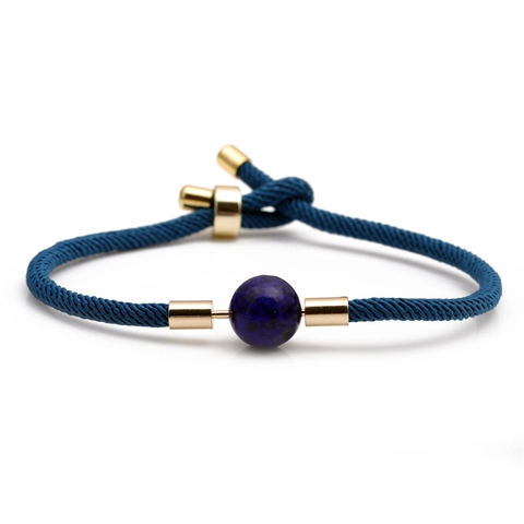 Hand Woven Rope Bracelet With Natural Gemstone Bead Adjustable Milan Cord Copper Metal Minimalist Unisex