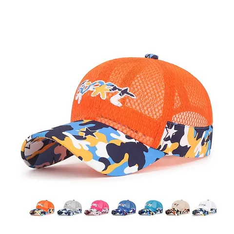 Gorra De Béisbol De Malla Transpirable Para Niños Protección Solar Estampado De Camuflaje Sombrero Deportivo Ajustable