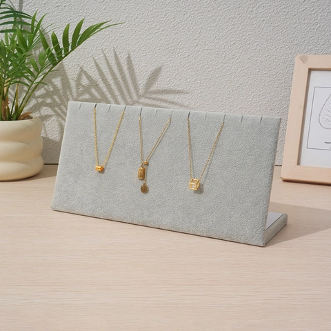 Samt Halskette Display Ständer L-Form Multi-Slot Schmuck Organizer Anhänger Halter Vitrine Regal