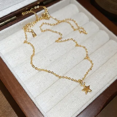 Collana Pendente Stella Rame Zircone Elegante Semplice Delicato Oro Catena Clavicola Gioielli Per Donne Regalo Accessorio