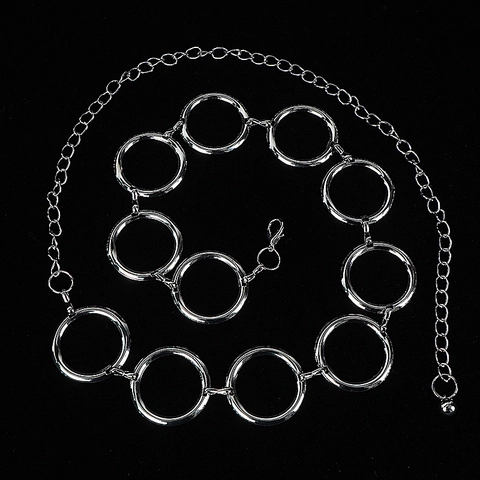 Women Metal Chain Belt Large Round Ring Adjustable Waist Chain For Dresses Zinc Alloy Iron Jewelry Accessory
