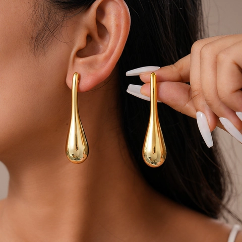 Water Drop Teardrop Earrings Metallic Smooth Minimalist Fashion Jewelry With 925 Sterling Silver Earring Post For Women