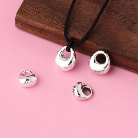 Ciondolo in Argento Sterling S925 Solido a Forma di Goccia d'Acqua per Creazione Gioielli Fai da Te Carattere Fu Portafortuna Accessori Argento Lucidato