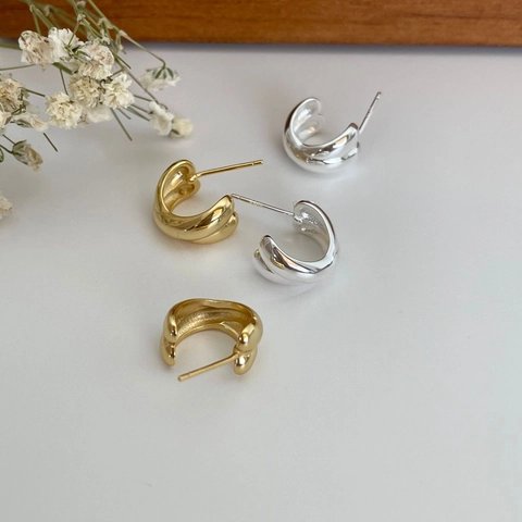 Orecchini A Lobo In Argento Sterling 925 Da Donna Stile Ins Moderno Minimalista Forma A C Incrociata Gioielli