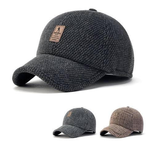 Cappello Da Baseball Invernale Spesso Caldo Texture Maglia Patch Regolabile Per Uomo Donna Esterno Antivento
