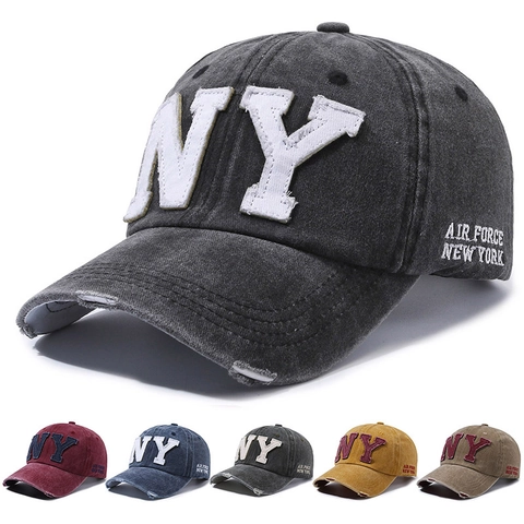 Casquette De Baseball Vintage En Coton Lavé Lettres De Broderie Distressed Chapeau De Soleil Ajustable Homme Femme