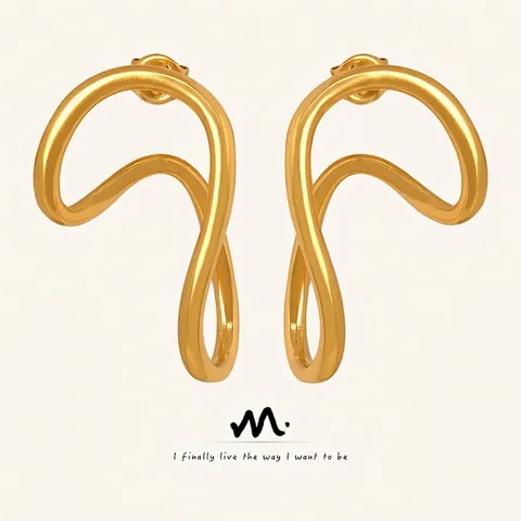 Titanium Steel Wave Earrings Irregular Geometric Abstract Twisted Minimalist Modern Jewelry For Women Gold Silver Tone