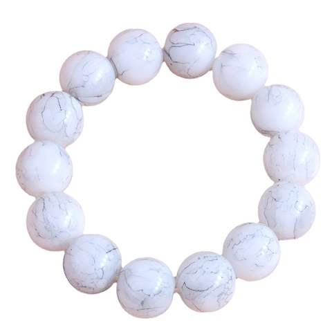 Round Glass Bead Bracelet Elastic Stone Texture Gradient Colorful Simple Boho Style Jewelry For Women