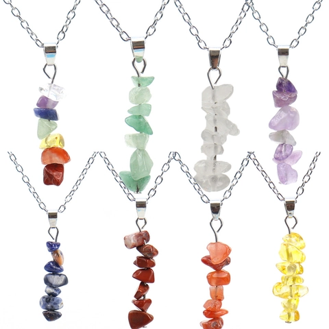 Halskette Mit Naturstein-Splitter-Anhänger Handgefertigter Trommelkristall-Heilchakra-Schmuck Für Damen