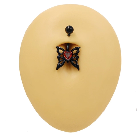 Gothic Zwart Zinklegering Zirconia Navelpiercing Vleermuis Vlinder Hart Spin Skelet Navel Piercing Sieraden Voor Halloween Feest Vrouwen