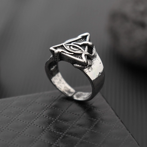 Retro All-Seeing Eye Octopus Ring Zinc Alloy Punk Gothic Vintage Silver Adjustable Jewelry For Men