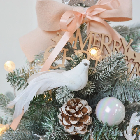 Árbol De Navidad Artificial Miniatura Efecto Nieve Con Luces LED Pino De Escritorio En Maceta Dorada Vintage