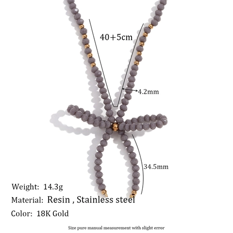 Handmade Beaded Bow Tie Necklace For Women Niche Fashion Stainless Steel With Faceted Crystal Beads Western Style