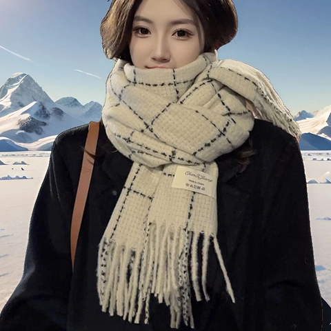Sciarpa Invernale A Quadri Imitazione Cashmere Spessa Calda Lunga Con Frange Scialle Wrap Moda Stile Coreano Per Donna E Uomo