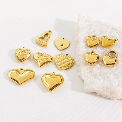 Breloques Coeur Pendentifs En Acier Inoxydable Pour La Fabrication De Bijoux DIY Plaqué Or Galvanoplastie Sous Vide