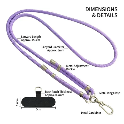 Universal Adjustable Crossbody Phone Lanyard Neck Strap Polyester Braided Rope With Metal Buckle And Attachment Patch Anti Lost Outdoor Accessory