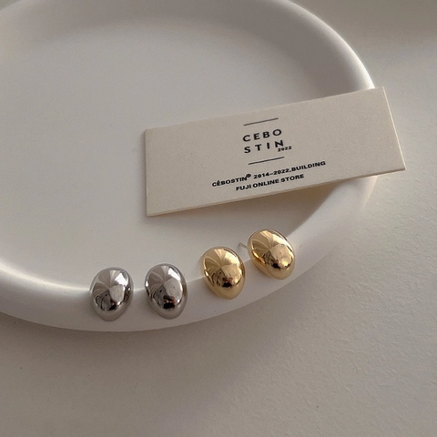 Minimalist Bean Stud Earrings Mirror Polished Geometric Jewelry With 925 Sterling Silver Earring Post Copper For Women