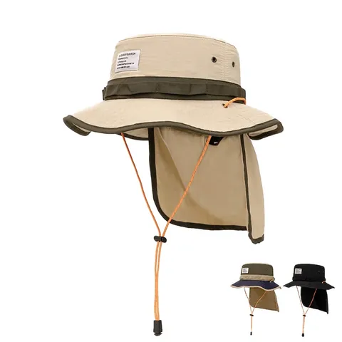 Sombrero De Sol Exterior Nailon Secado Rápido Gorro De Pescador Con Protector De Cuello Ala Ancha Protección UV Para Pesca Senderismo Ajustable