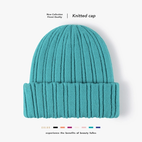Gorro De Invierno Cálido Beanie Con Dobladillo Punto Acanalado Grueso Doble Capa Color Sólido Para Hombres Mujeres Moda