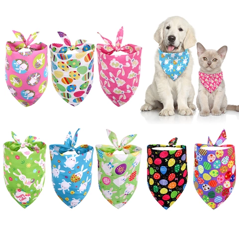 Pasen Huisdier Bandana Polyester Konijn Ei Print Feestdag Hondensjaal Kostuum Voor Katten Kleine Middelgrote Honden