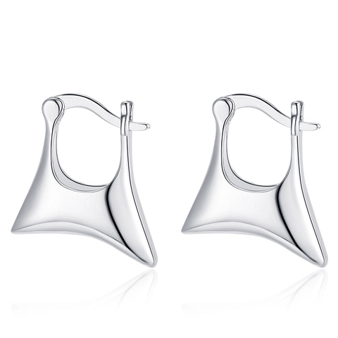 Orecchini A Cerchio Irregolari Geometrici Rame Lucidato Con Perno In Argento Sterling 925 Per Donne