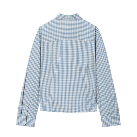 Women Long Sleeve Plaid Shirt Polyester Gingham Button Down Slim Fit Casual Elegant Blouse