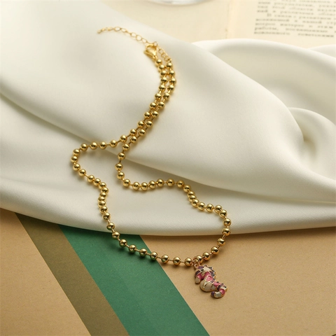 Collier Pendentif Hippocampe Or Plaqué Cuivre Émail Coloré Forme Animale Bijoux Cadeau Pour Femmes Élégant