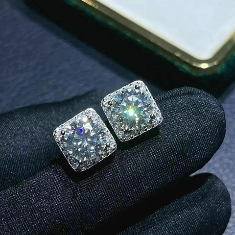 Exquisitos Pendientes de Botón Cuadrados de Circonia Cobre Llenos de Estrás Geométricos Halo Pendientes para Mujer Joyería Básica Versátil Regalo