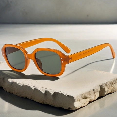 Retro Ovale Sonnenbrille PC Rahmen AC Linsen UV Schutz Vintage Mode Niet Brille Für Damen Herren