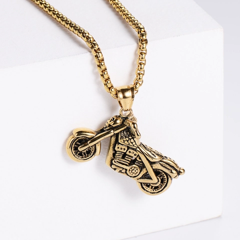 Collar Con Colgante De Motocicleta Acero Inoxidable 304 Hip Hop Punk Vintage Biker Joyas Para Hombres