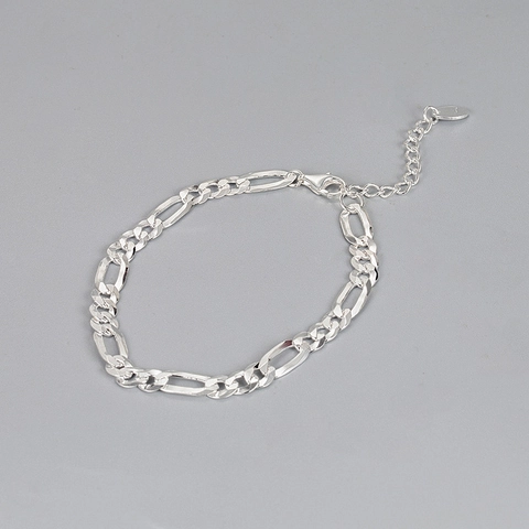 925 Sterling Silver Figaro Αλυσίδα Βραχιόλι για Γυναίκες Μόδα Hip Hop Ελαφρύ Πολυτελές Ρυθμιζόμενο Κόσμημα Χεριού