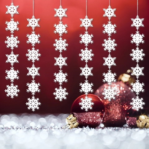 Decoración Colgante Copo De Neve Blanco Papel Invierno Navidad Fiesta Ventana Ornamento Guirnalda