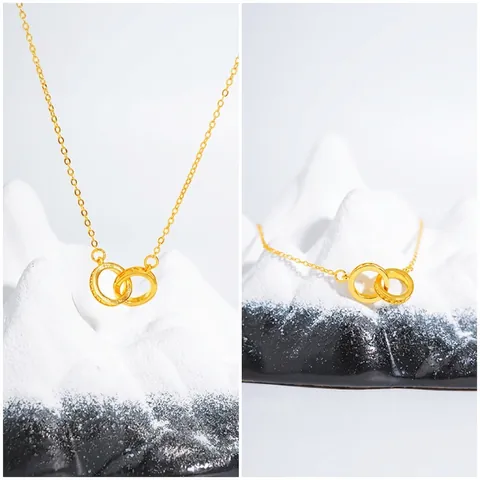 Collier Et Bracelet à Double Cercle Entrelacé En Cuivre Plaqué Or 24K Bijoux Minimalistes élégants De Style Mobius