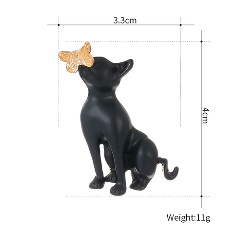 Simpatico Spilla a Forma di Gatto Nero Con Farfalla Dorata in Lega per Donna Spilla da Bavero in Smalto Animale Accessori per Abiti