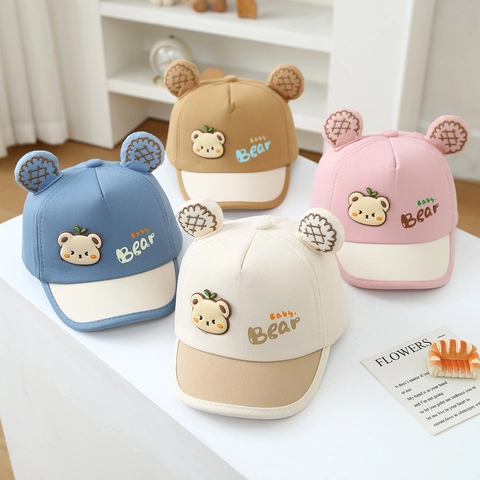 Berretto Da Baseball Per Neonato In Cotone Cappello Sole Con Orecchie Di Orso 3D Cartone Animato Regolabile