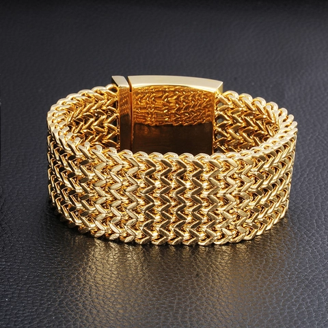 Roestvrij Stalen Geweven Franco Schakelarmband Voor Heren Hiphop Goud Zwart Blauw Antiek Zilver Multicolor Heavy Metal Sieraden