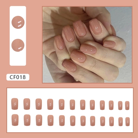 Press On Nails Glossy Nude Pink Square Shape CF018 Elegant Versatile False Nails For Women Daily Wear