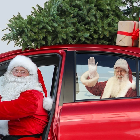 Christmas Waving Santa Claus Car Window Sticker Perforated PVC One Way Vision Mesh Decal Holiday Vehicle Decoration