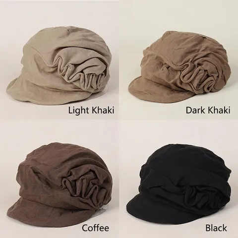 Gorra Newsboy Vintage De Lino Con Frunces Sombrero Octogonal Transpirable Plegable Estilo Japonés Artístico Con Visera