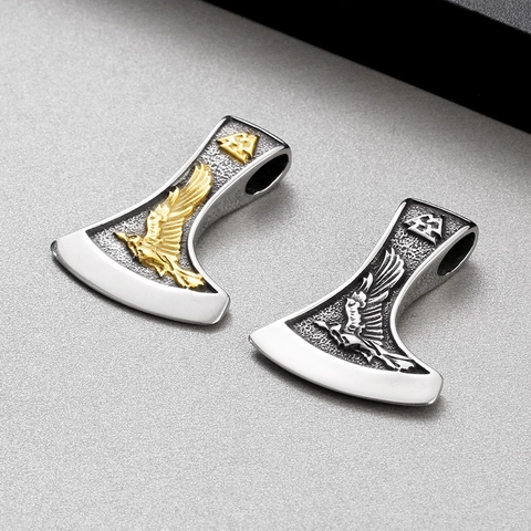 Viking Bijl Hanger Ketting Mannen Roestvrij Staal Retro Noords Wolf Raaf Valknut Symbool Punk Sieraden Met Boxketting