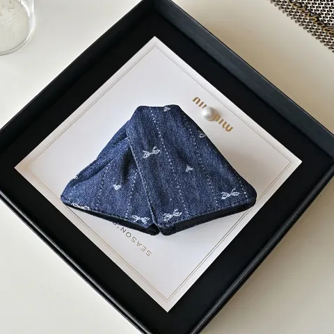 Haarkralle Aus Denim Mit Stickerei Große Dreieckige Haarklammer Retro Elegantes Haaraccessoire Für Damen