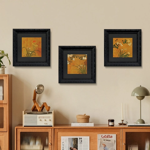 Vintage Framed Wall Art Canvas Decorative Painting Embossed PS Frame Arched Flower Landscape Mural For Living Room Bedroom