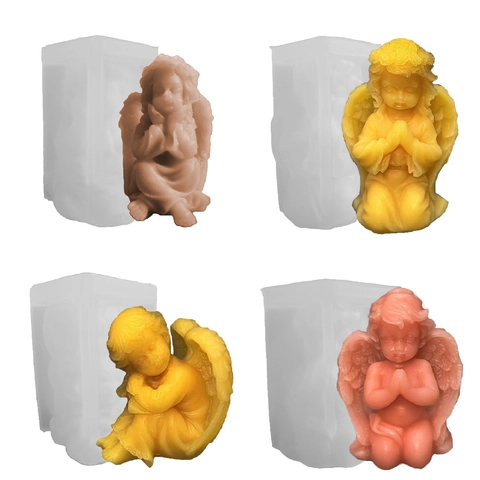 3D Angel Cupid Wings Praying Thinking Silicone Mold For DIY Handmade Candle Soap Gypsum Aromatherapy Crafting Tool