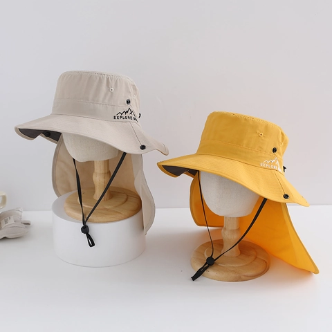 Cappello Da Sole Per Bambini Con Protezione Collo Nylon Asciugatura Rapida Traspirante Protezione UV Tesa Larga Regolabile