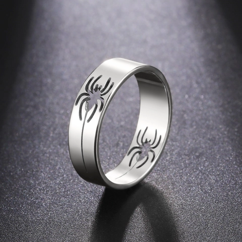 Hollow Spider Ring Stainless Steel Gothic Punk Style Jewelry Accessories For Men Unisex Dark Aesthetic