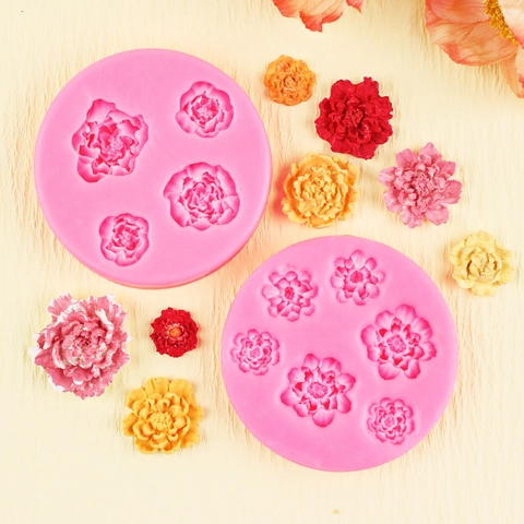Pioenroos Bloem Siliconen Vorm Rond DIY Taart Decoreren Fondant Chocolade Hars Aroma Gips Kaarsen Maken Gereedschap Bloemen